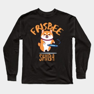 Frisbe Shiba, Cute Kawaii Shiba Inu, Ultimate Frisbee Long Sleeve T-Shirt